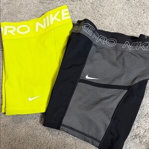 Nike Neon Yellow and Black Compression Shorts